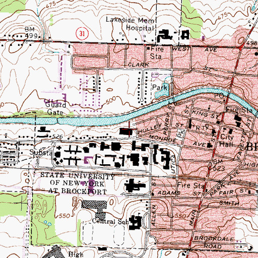 Topographic Map of Tower Fine Arts Center, NY