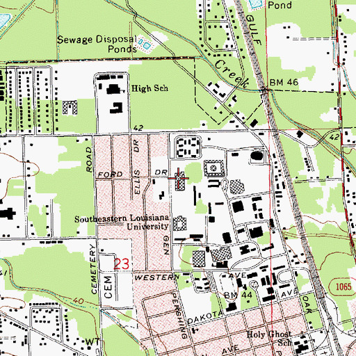 Topographic Map of Southeastern Louisiana University Laboratory School, LA