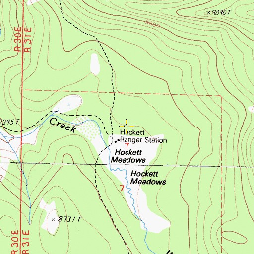 Topographic Map of Hockett Ranger Station, CA