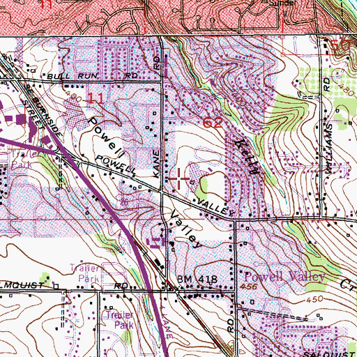 Topographic Map of Gordon Russell Middle School, OR