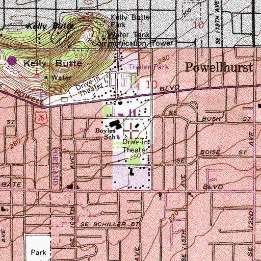 Topographic Map of Ron Russell Middle School, OR