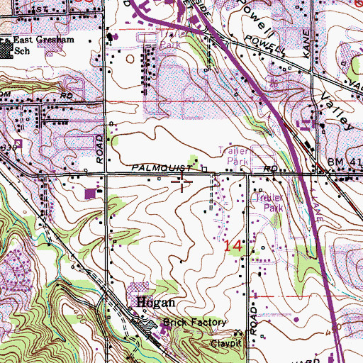 Topographic Map of Springwater Trail High School, OR