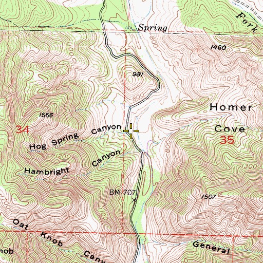 Topographic Map of Hog Spring Canyon, CA