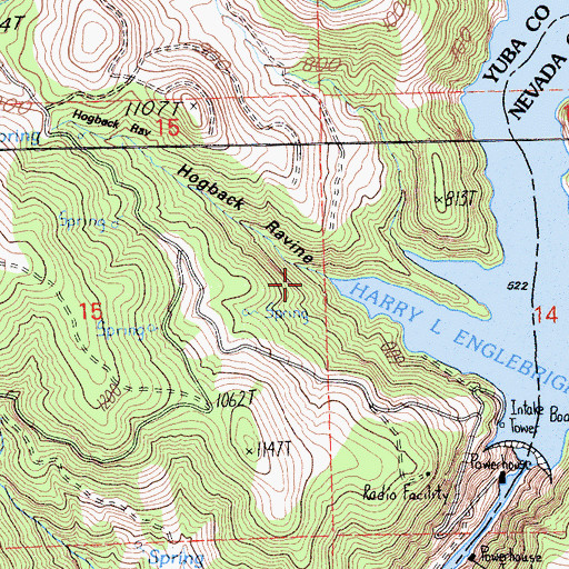 Topographic Map of Hogback Ravine, CA