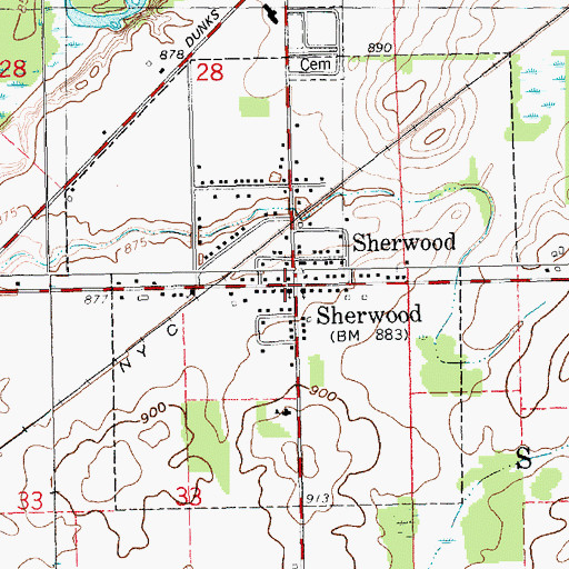 Topographic Map of Sherwood Free Methodist Church, MI