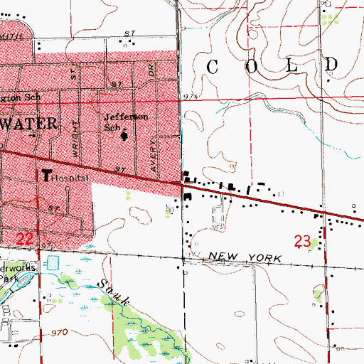 Topographic Map of City of Coldwater 1861-1961 Historical Marker, MI