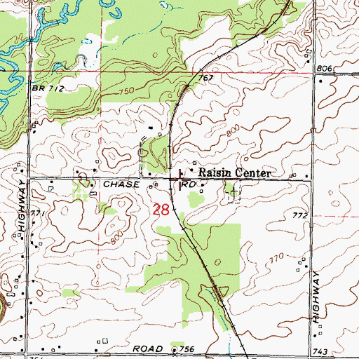 Topographic Map of Chase's Station, MI