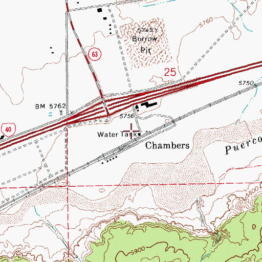 Topographic Map of Chambers, AZ