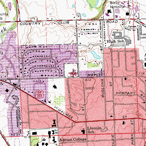 Topographic Map of Trenton Hills United Brethren Church, MI