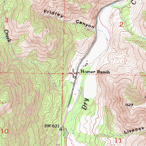 Topographic Map of Homer Ranch, CA