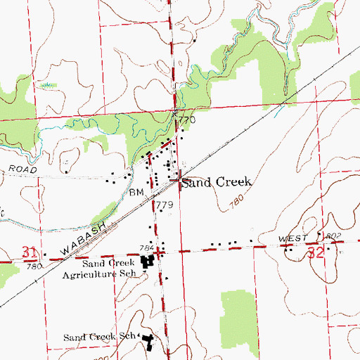 Topographic Map of Sand Creek Station, MI