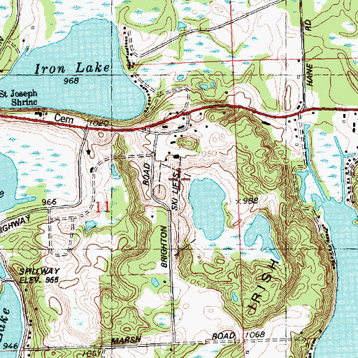 Topographic Map of Irish Hills Golf Club, MI