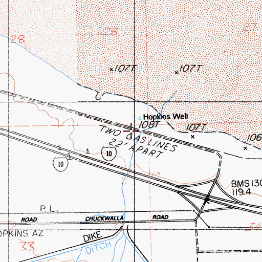 Topographic Map of Hopkins Well, CA