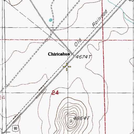 Topographic Map of Chiricahua, AZ