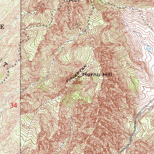 Topographic Map of Horno Hill, CA