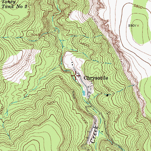 Topographic Map of Chrysotile, AZ