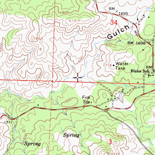 Topographic Map of Howling Gulch, CA