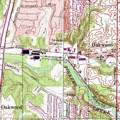 Topographic Map of Hawthorne Creek, OH