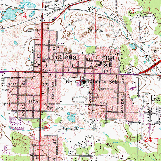 Topographic Map of Galena Middle School, KS