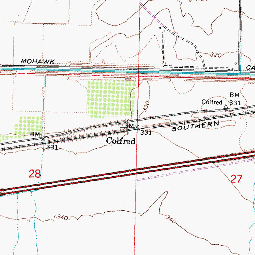 Topographic Map of Colfred, AZ