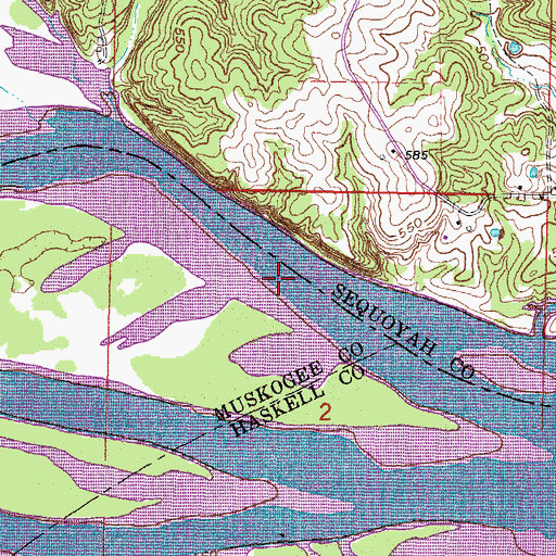 Topographic Map of Webbers Falls (historical), OK