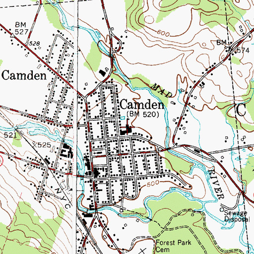 Topographic Map of Camden Middle School, NY