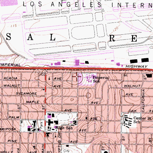 Topographic Map of Imperial School, CA