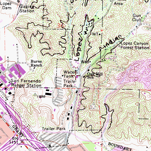 Topographic Map of Indian Canyon, CA