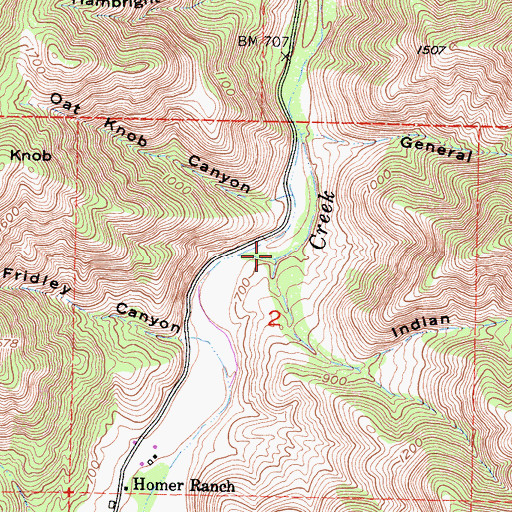 Topographic Map of Indian Canyon, CA