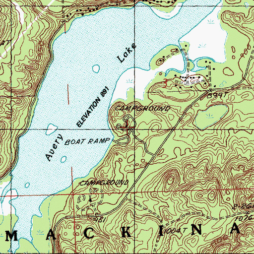 Topographic Map of Avery Lake State Forest Campground, MI