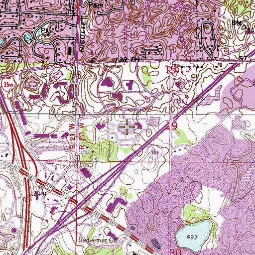 Topographic Map of Fairview Ridges Hospital, MN