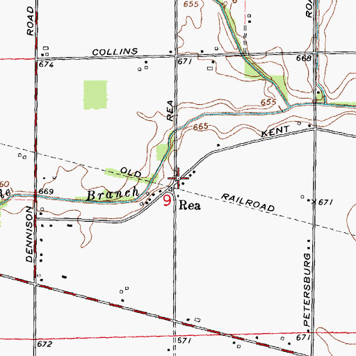 Topographic Map of Rea, MI