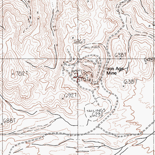 Topographic Map of Iron Age Mine, CA