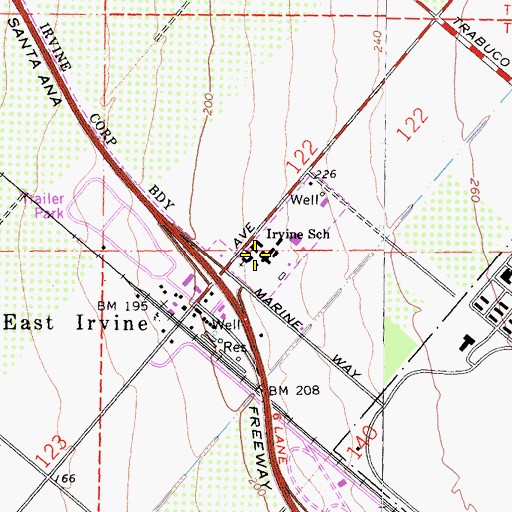 Topographic Map of Irvine School, CA