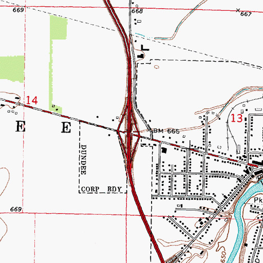 Topographic Map of Interchange 17, MI