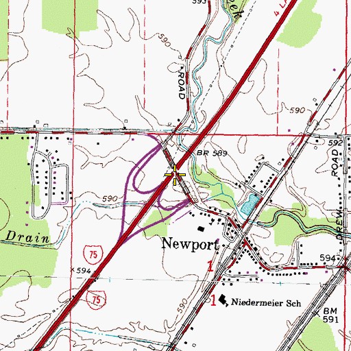 Topographic Map of Interchange 21, MI