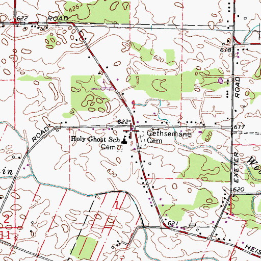 Topographic Map of Holy Ghost Evangelical Lutheran Cemetery, MI