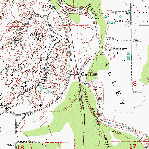 Topographic Map of Curtiss, AZ