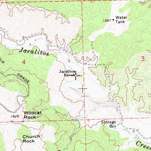 Topographic Map of Jacalitos Ranch, CA