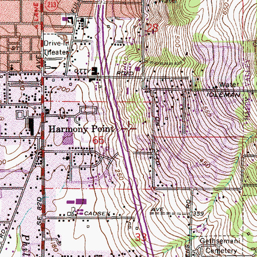 Topographic Map of Sunnyside Church of the Nazarene, OR