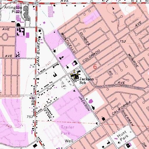 Topographic Map of Jackson Elementary School, CA