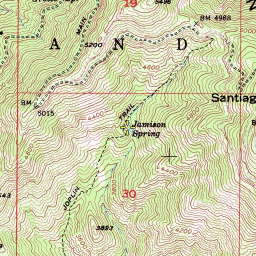 Topographic Map of Jamison Spring, CA