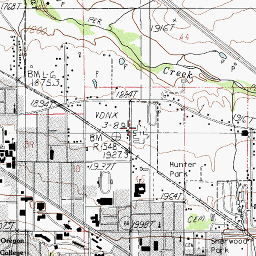 Topographic Map of Ashland Middle School, OR