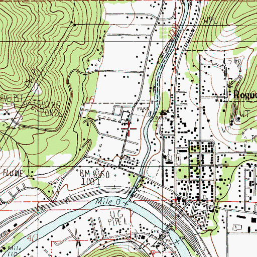 Topographic Map of River's Edge Academy Charter School, OR