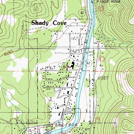 Topographic Map of Shady Cove School, OR