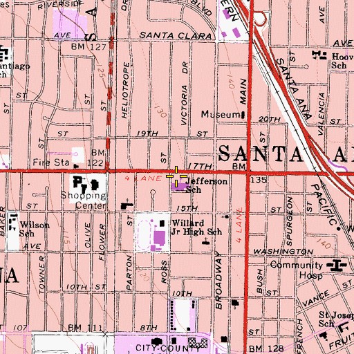 Topographic Map of Thomas Jefferson Elementary School, CA