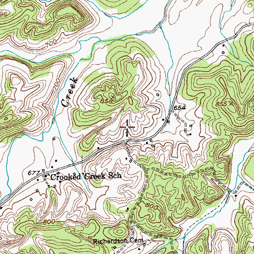Topographic Map of Crooked Creek Church, KY