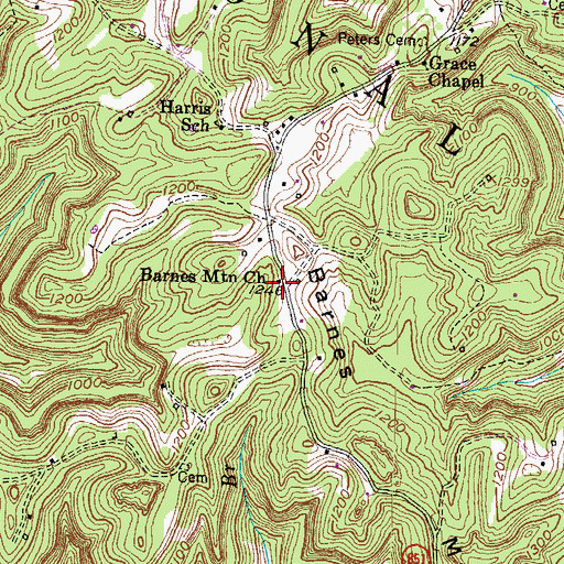 Topographic Map of Barnes Mountain (historical), KY