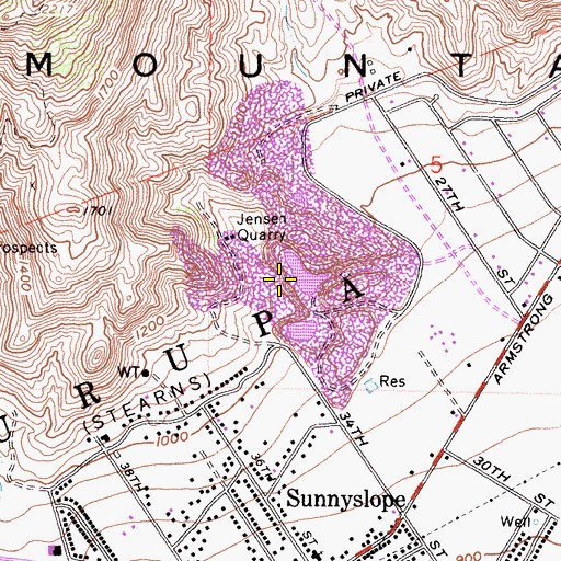 Topographic Map of Jensens Quarry, CA