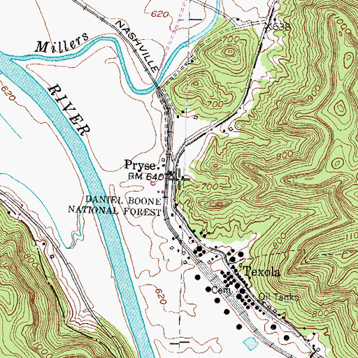 Topographic Map of Pryse Post Office (historical), KY